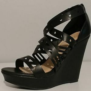Black Strappy Wedges